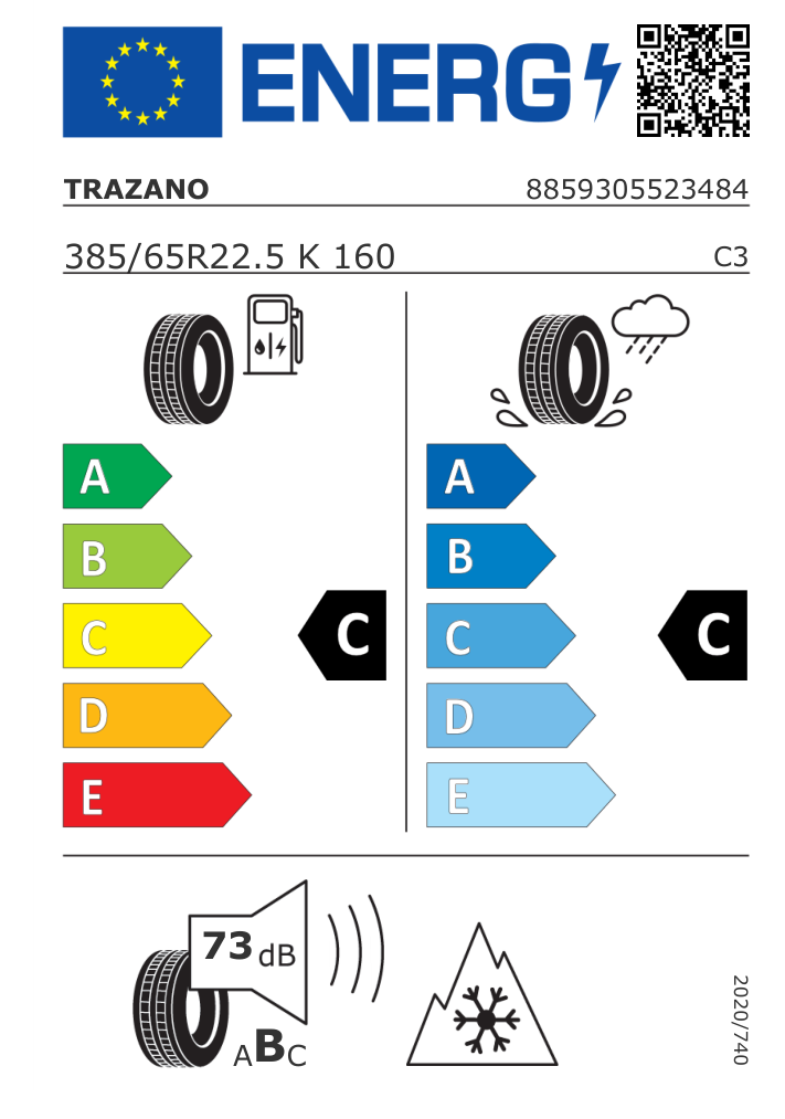 385_65R22.5 TRAZANO Smart Trans T48 160K