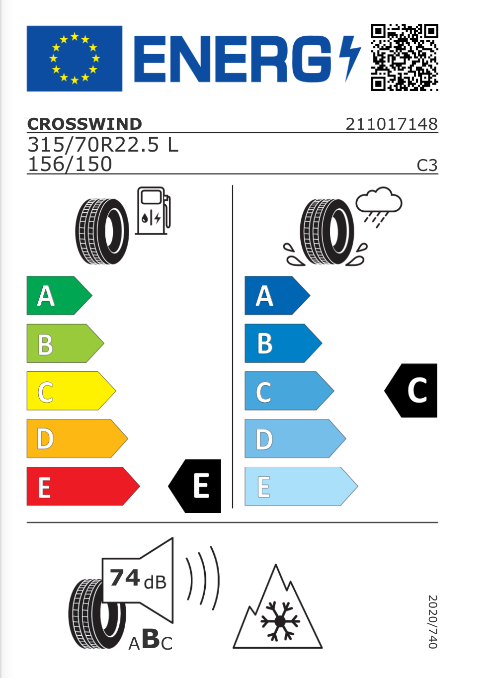 315/70R22.5 CROSSWIND CW-RD03S - Obrázek 2